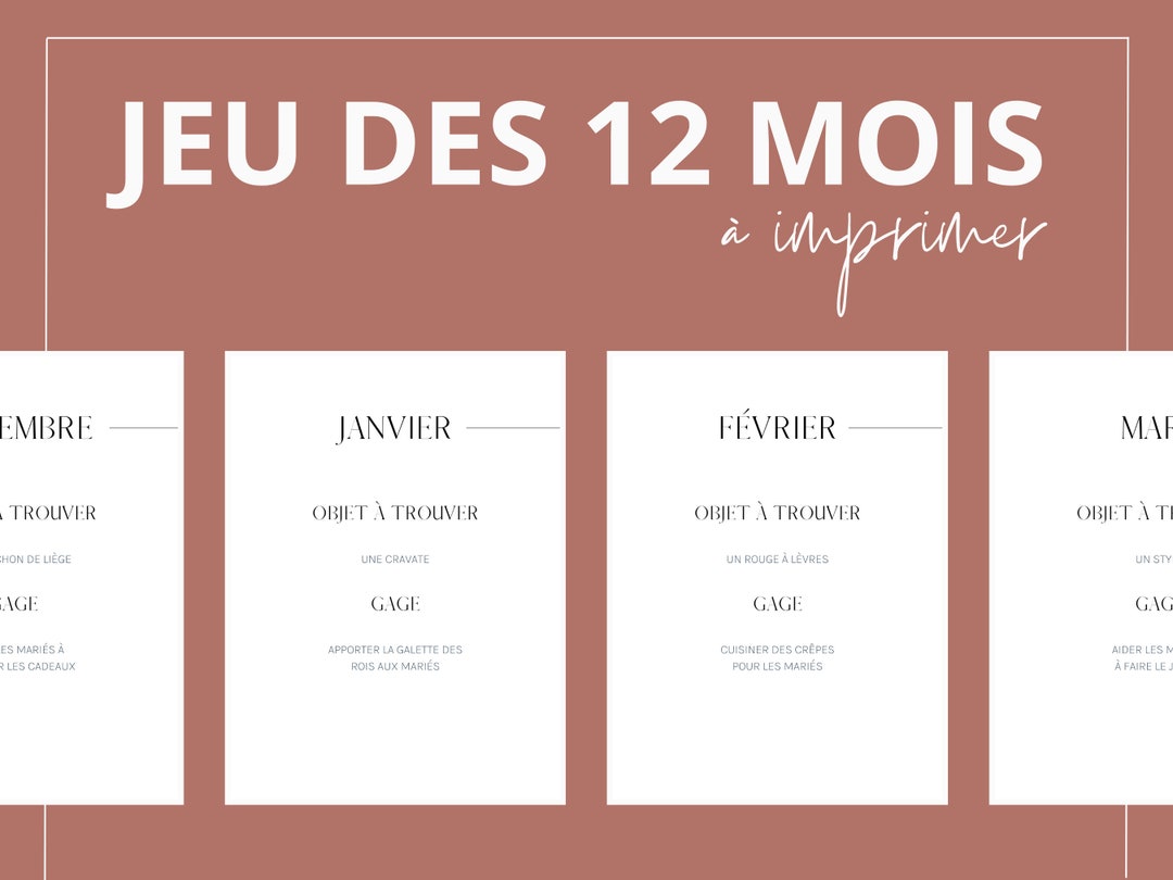 Le Jeu Des 12 Mois Mariage à Imprimer Et à (Download Now) Etsy Le Jeu Des 12 Mois Mariage à Imprimer Et à (Download Now) Etsy