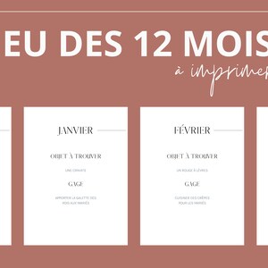 Le Jeu des 12 mois - Mariage - à imprimer et à télécharger - Jeu mariage - activité mariage en français, animation mariage
