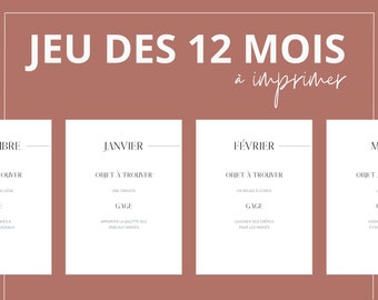 Le Jeu des 12 mois - Mariage - à imprimer et à télécharger - Jeu mariage - activité mariage en français, animation mariage