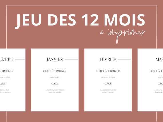 Jeu mariage à imprimer – le jeu des 12 mois (PDF)