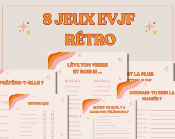 8 jeux EVJF rétro à imprimer et à télécharger - Jeux enterrement vie de jeune fille, bachelorette en français