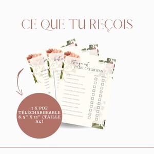 May include: A printable PDF game for a bridal shower or hen party. The game is called "This or That" and features a floral design with pink and green accents. The PDF is 8.5 inches by 11 inches.
