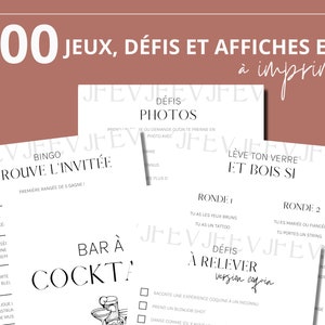 100 jeux, défis et affiches EVJF à imprimer et télécharger - Enterrement vie de jeune fille en français, décorations, activités, idées evjf