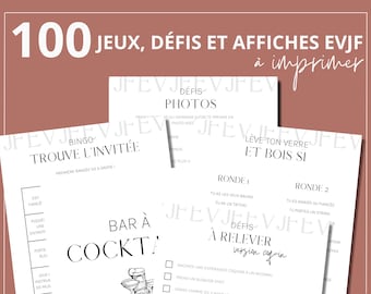 EVJF Jeux à imprimer – 100 activités et défis | Enterrement vie de jeune fille (PDF)