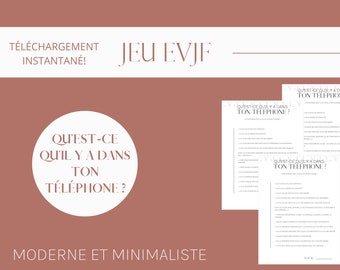 Jeu EVJF, Jeu Bachelorette Party en Français, Jeu Téléphone EVJF, À imprimer, Jeu What's In My Phone en Français, EVJF activité Bachelorette