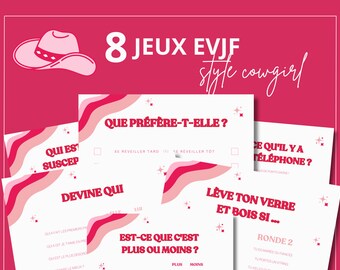 EVJF Jeux à imprimer – 8 activités thème rodéo cowgirl | Enterrement vie de jeune fille (PDF)