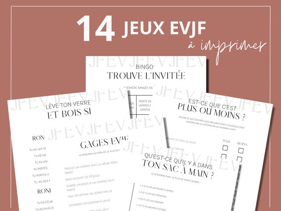 EVJF Jeux à imprimer – 14 activités | Enterrement vie de jeune fille (PDF)