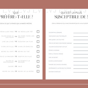 8 jeux EVJF à imprimer et à télécharger - Jeux enterrement vie de jeune fille, bachelorette en français bild 5