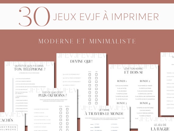 EVJF Jeux à imprimer – 30 activités | Enterrement vie de jeune fille (PDF)