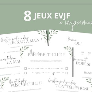 8 jeux EVJF moderne eucalyptus à imprimer et à télécharger - Jeux enterrement vie de jeune fille, bachelorette en français