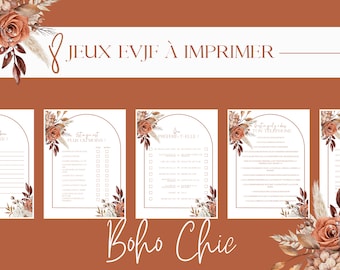 EVJF Jeux à imprimer – 8 activités thème boho chic | Enterrement vie de jeune fille (PDF)