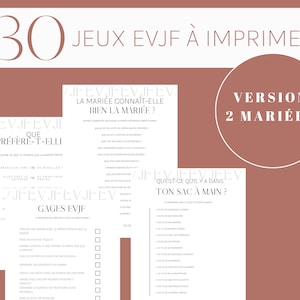 30 jeux EVJF 2 MARIEES à imprimer et à télécharger jeux enterrement vie de jeune fille lesbiennes, bachelorette en français, activités EVJF