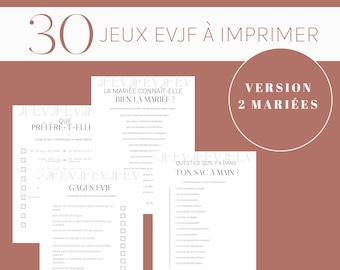 30 jeux EVJF à imprimer – 2 mariées / lesbiennes | Enterrement de vie de jeune fille (PDF)