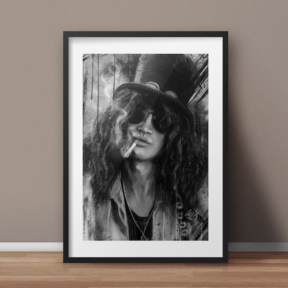 A3 size. C Black & white Slash Guns N' Roses Rock Poster NEW
