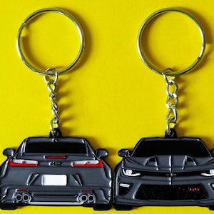 Keychain For Chevy Camaro 6th Gen GRAY DOUBLE-Sided 2016-2018 Key Ring Gifts For Car Enthusiasts, Gearheads, Car Lovers, Dad, Him, Her