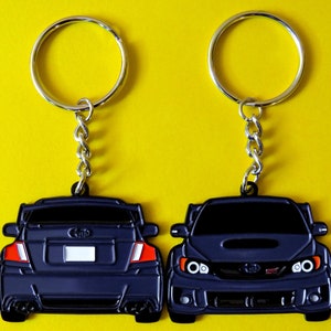 スバル WRX STi用キーチェーン ダークブルー 両面JDMキーリング 車愛好家、車好き、父親、母親、彼への素晴らしい贈り物になります