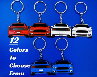 Keychain For Mustang 6th Gen DOUBLE-Sided 2015-2017 Keyring Gifts For Car Guys & Enthusiasts Dad