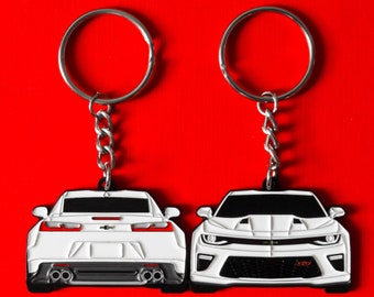 Portachiavi per Chevy Camaro SS 6a generazione GRIGIO DOPPIO lato 2016-2018 Regali per appassionati e amanti delle auto