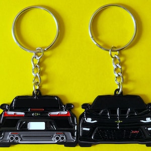 Keychain For Chevy Camaro 6th Gen BLACK DOUBLE-Sided 2016-2018 Key Ring Gifts For Car Enthusiasts, Gearheads, Car Lovers, Dad, Him, Her