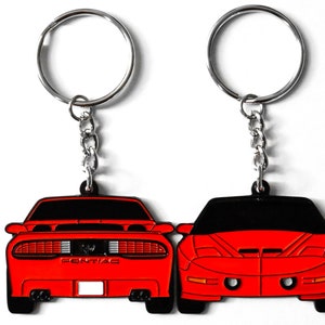 Trans Am WS6 Keychain: Double-Sided Red Firebird Car Key Ring