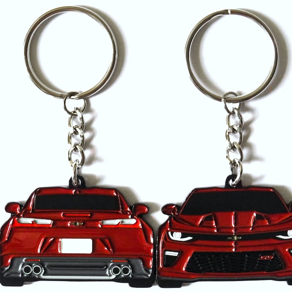 Porte-clés pour Chevy Camaro 6e génération GARNET DOUBLE Face 2016-2018 Porte-clés Cadeaux pour les amateurs de voitures, les réducteurs, les amateurs de voitures, papa, lui, elle