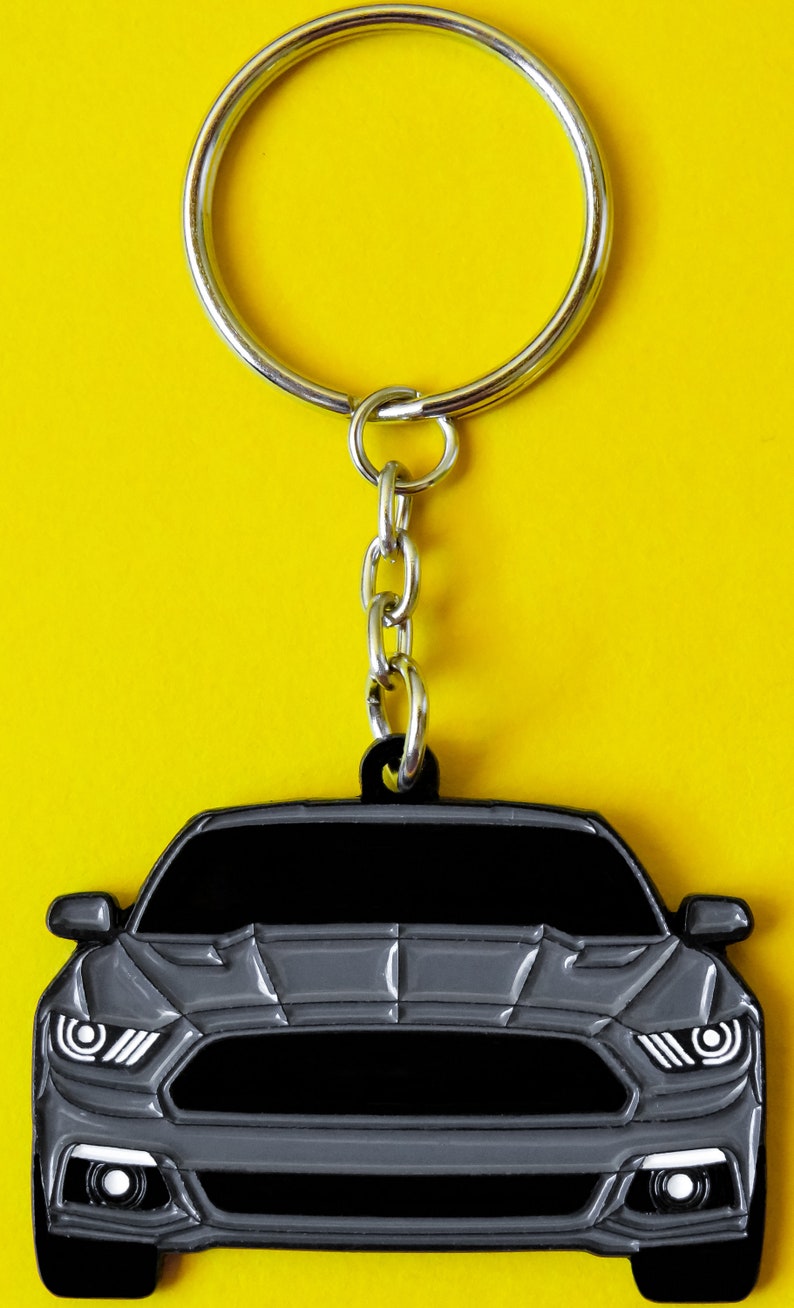Keychain for Mustang 6th Gen GRAY Double-sided 2015-2017 Keyring Gifts ...