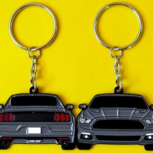 Keychain For Mustang 6th Gen GRAY Double-Sided 2015-2017 Key Ring Gift For Enthusiast, Car Guy, Gearhead, Car Lover, Dad, Him, Her, Father