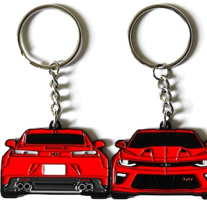 Keychain For Chevy Camaro SS 6th Gen RED DOUBLE-Sided 2016-2018 Gifts Car Guys & Enthusiasts