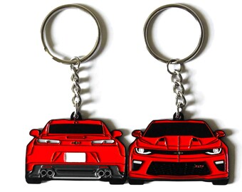 Portachiavi per Chevy Camaro SS 6a generazione ROSSO DOPPIO lato 2016-2018 Regali per appassionati e amanti delle auto