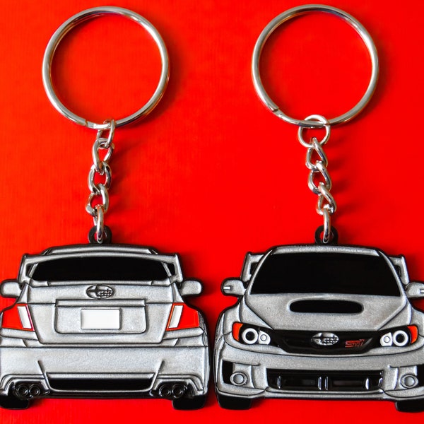 Keychain For Subaru WRX STi Enamel Silver DOUBLE-Sided JDM Stink Eye Keyring Jet Tag Gifts For Car Enthusiast, Car Guy, Father, Mother, Him