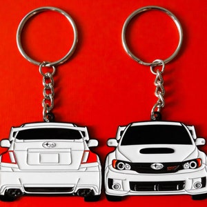 Keychain For Subaru WRX STi White 2-Sided JDM Stinkeye Gifts For Car Guys & Enthusiasts