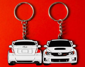 Keychain For Subaru WRX STi White 2-Sided JDM Stinkeye Gifts For Car Guys & Enthusiasts