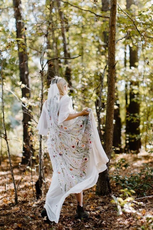 Designer Embroidered One Layer Bohemian Wedding Veil Secret Garden Floral,  Off The Rack, White Tulle, Wildflower Butterfly Perfect For Summer/Fall  Weddings Order To Made From Uniquebridalboutique, $64.93