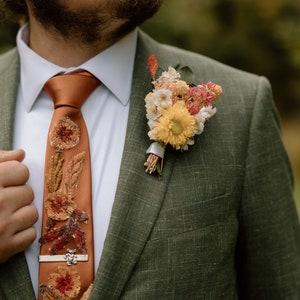 AUTUMN LEAVES FALLING: prom tie, groom tie, groomsmen tie, floral tie, embroidery tie, fall tie, wedding tie, bridal veil, bow tie image 1