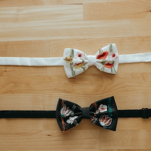 wildflower formal bow tie, prom tie, groom tie, groomsmen tie, floral tie, embroidery tie, wildflower veil, unisex tie