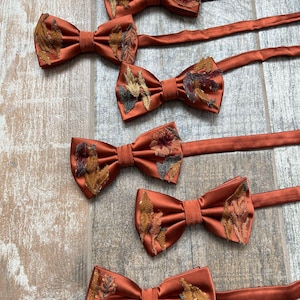 Autumn Leaves Falling Bow Tie | prom tie, groom tie, groomsmen tie, floral tie, embroidery tie, wildflower veil, unisex tie