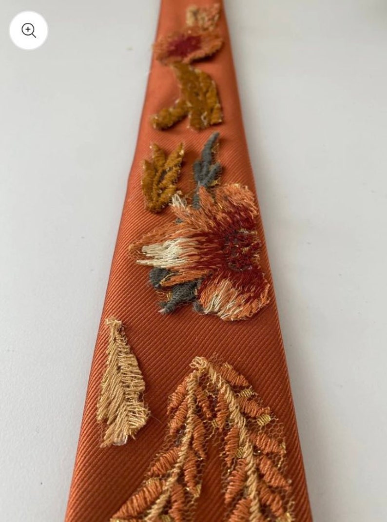 AUTUMN LEAVES FALLING: prom tie, groom tie, groomsmen tie, floral tie, embroidery tie, fall tie, wedding tie, bridal veil, bow tie image 4