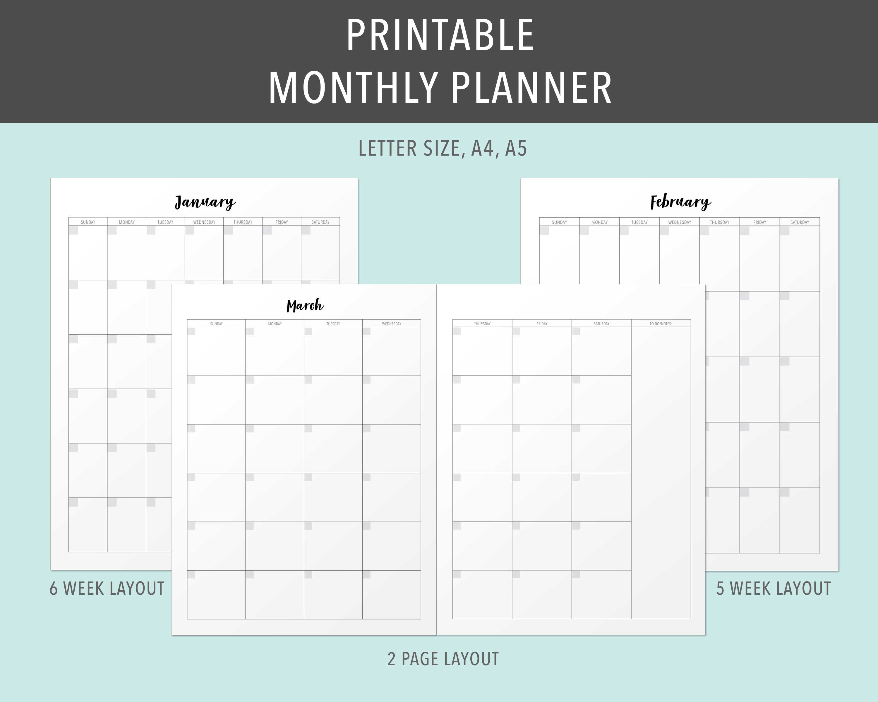 PRINTABLE Planner Bundle With Daily, Weekly, and Monthly Planners. Goal ...