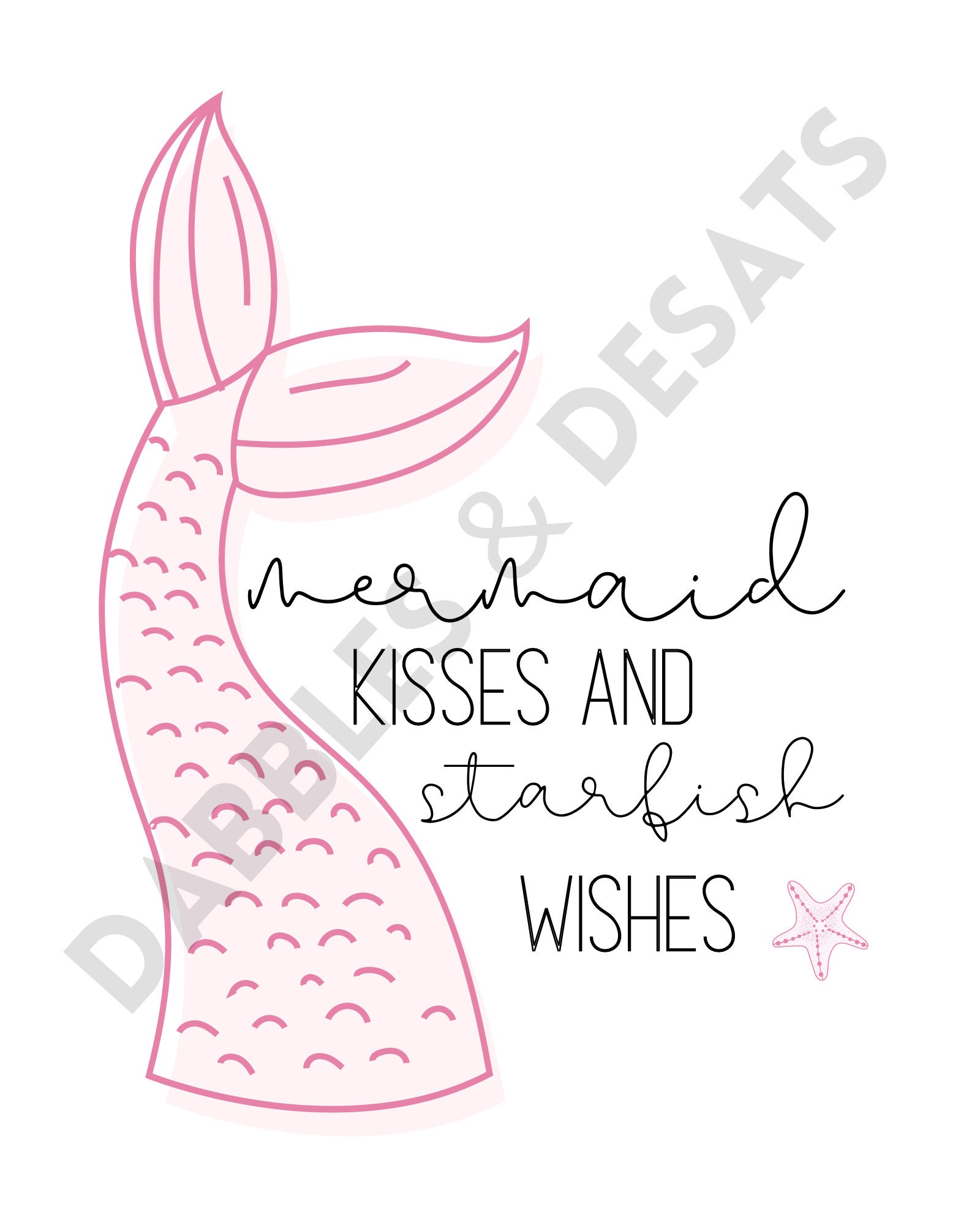 Set of 3 Mermaid Printables Wall Art WHITE BACKGROUNDS - Etsy