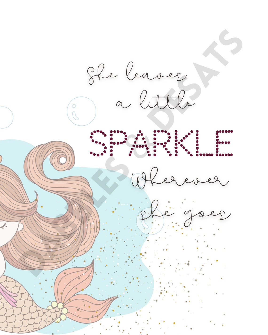 Set of 3 Mermaid Printables Wall Art WHITE BACKGROUNDS - Etsy