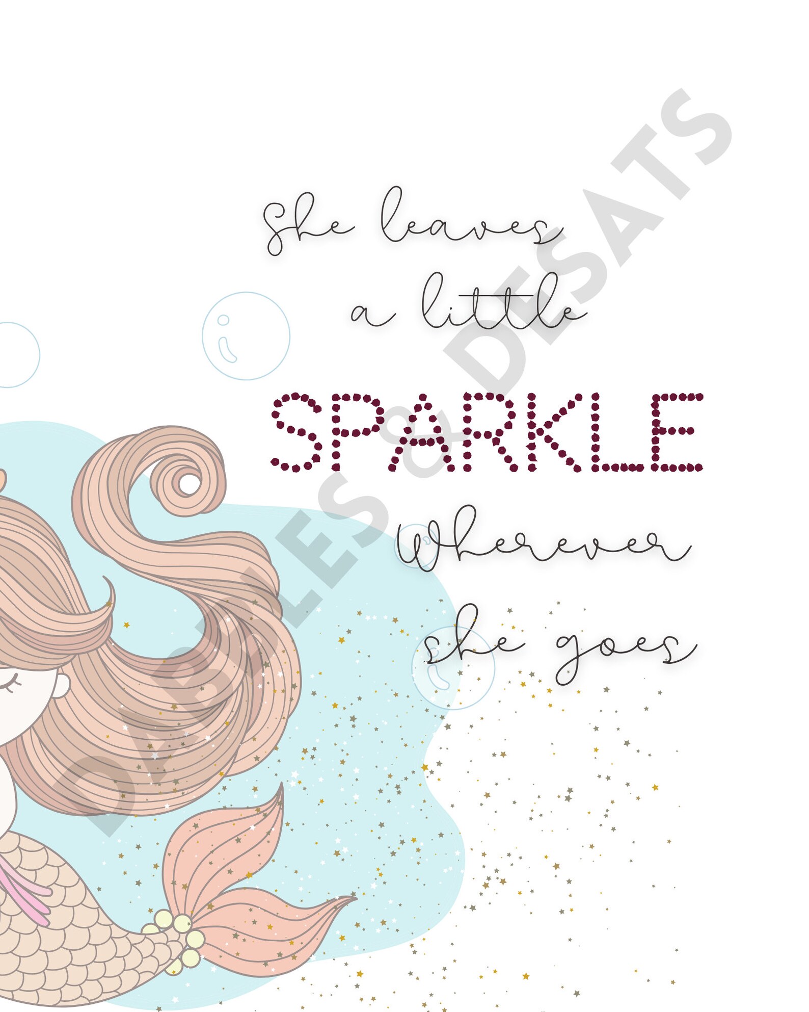 Set of 3 Mermaid Printables Wall Art WHITE BACKGROUNDS - Etsy