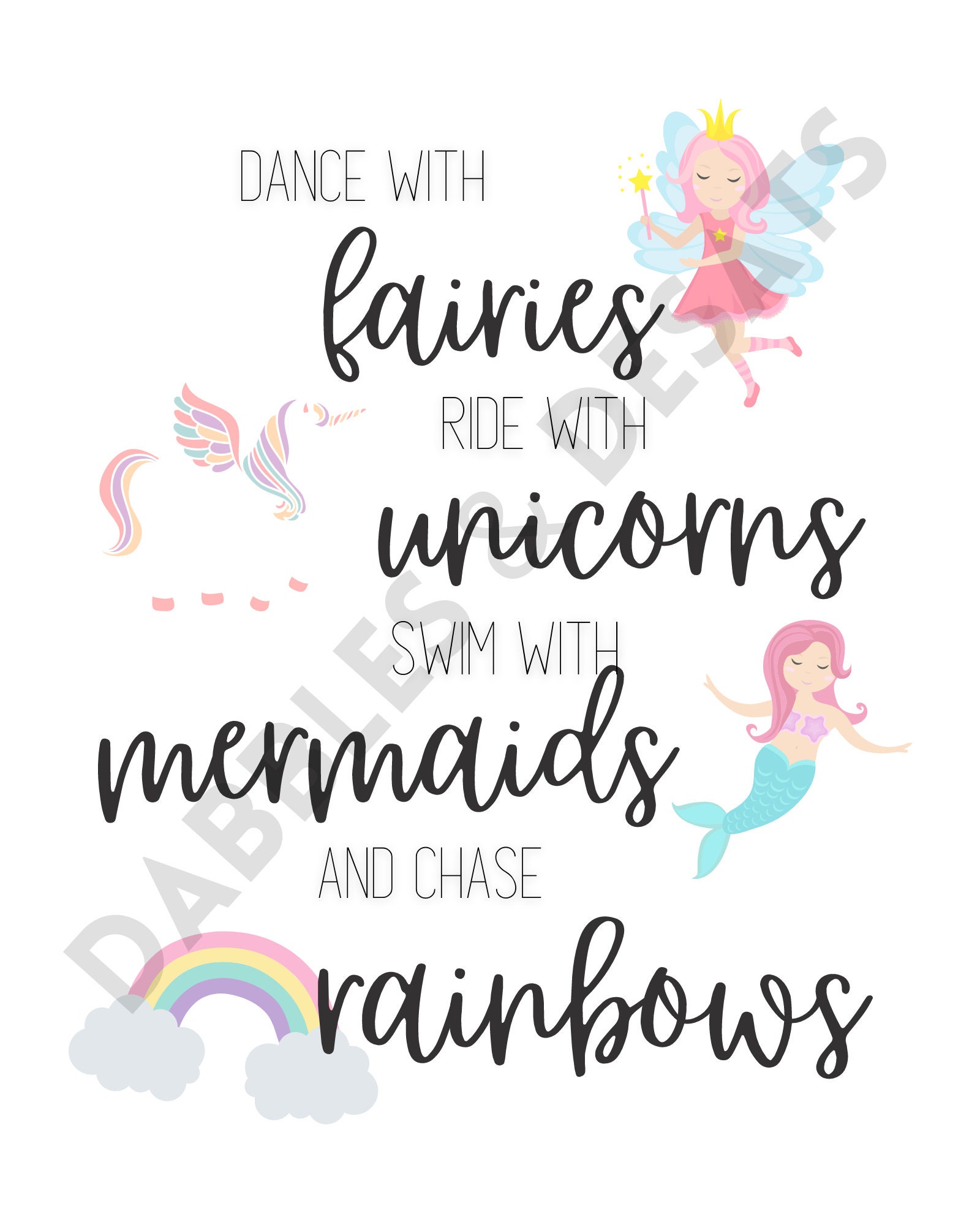 Set of 3 Mermaid Printables Wall Art WHITE BACKGROUNDS - Etsy