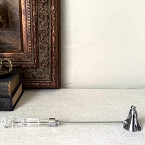 Vintage Waterford Silver Plate Metal Candle Snuffer w/ Cut Glass Crystal Design Handle