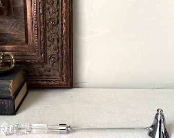 Vintage Waterford Silver Plate Metal Candle Snuffer w/ Cut Glass Crystal Design Handle