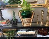 Boho Rattan and Wicker Peacock Chair - Wicker Display Chair - Peacock Chair Plant Stand - Bohemian Decor -