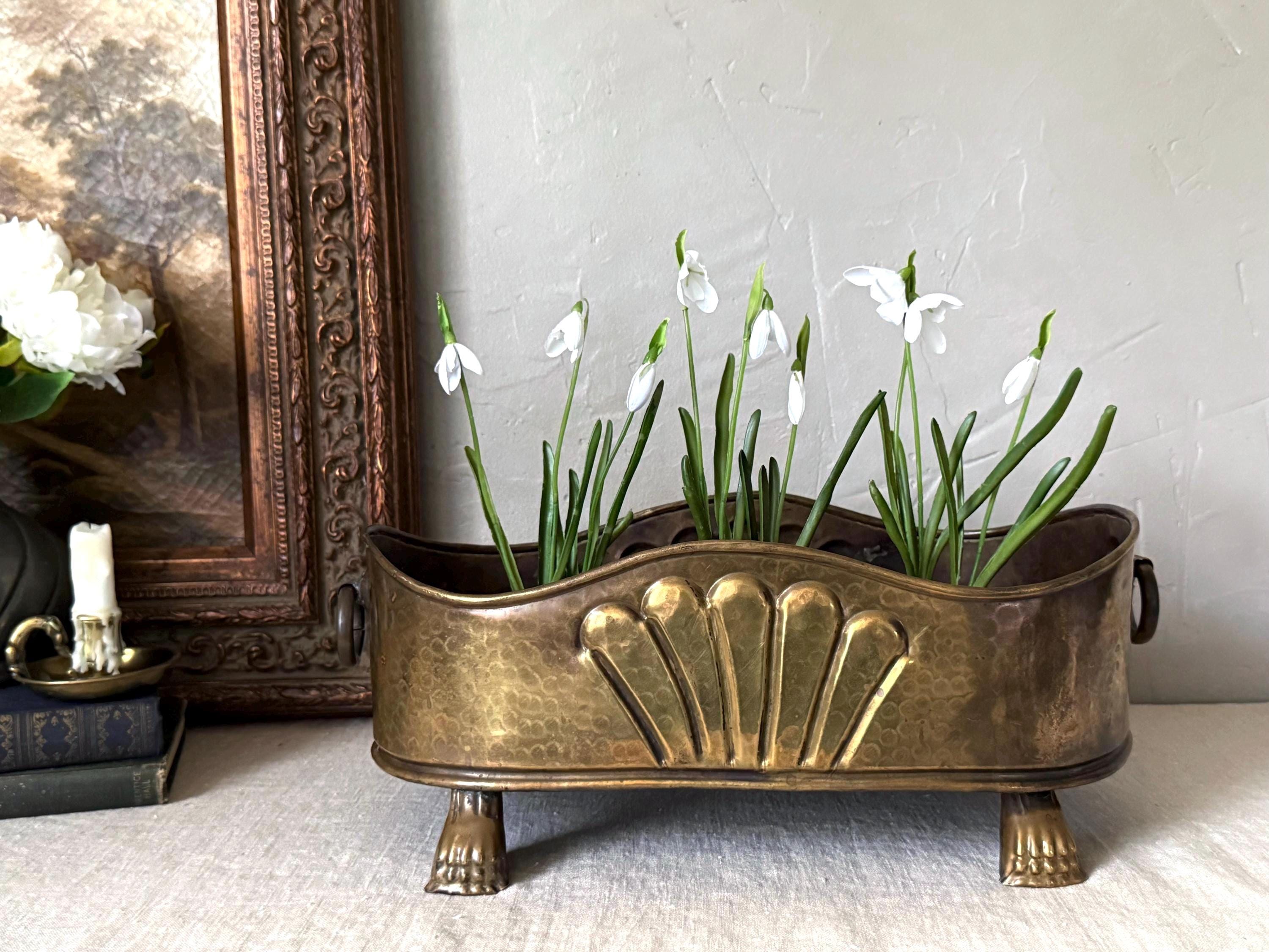 Beautiful Large 16” Vintage Italian Decorative Scallop Design Planter w/ Claw Feet and Handles