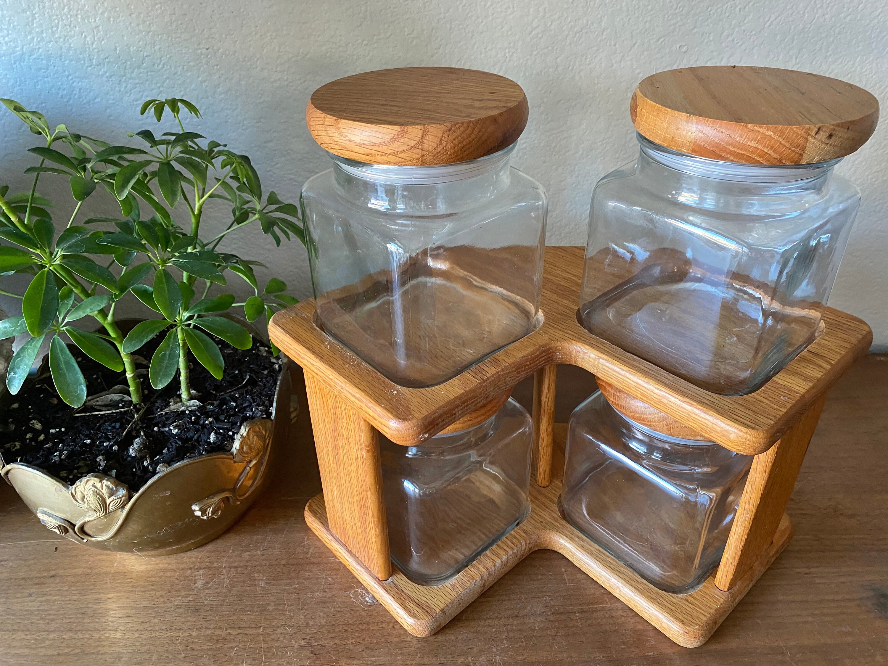 Conjunto vintage de cuatro botes de ancla y soporte de madera | Etsy