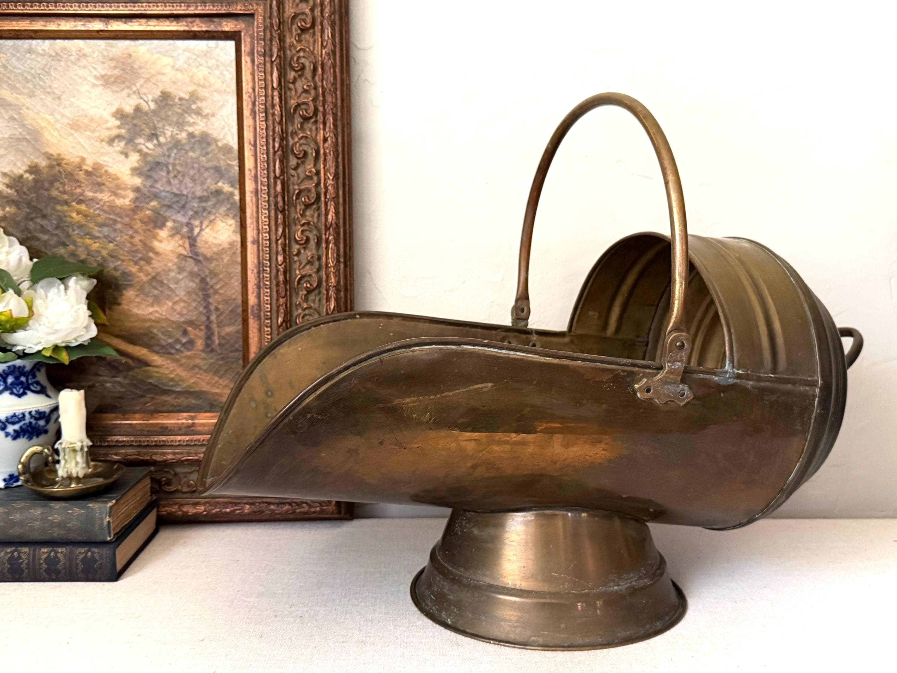 Vintage Brass Coal Scuttle - Etsy