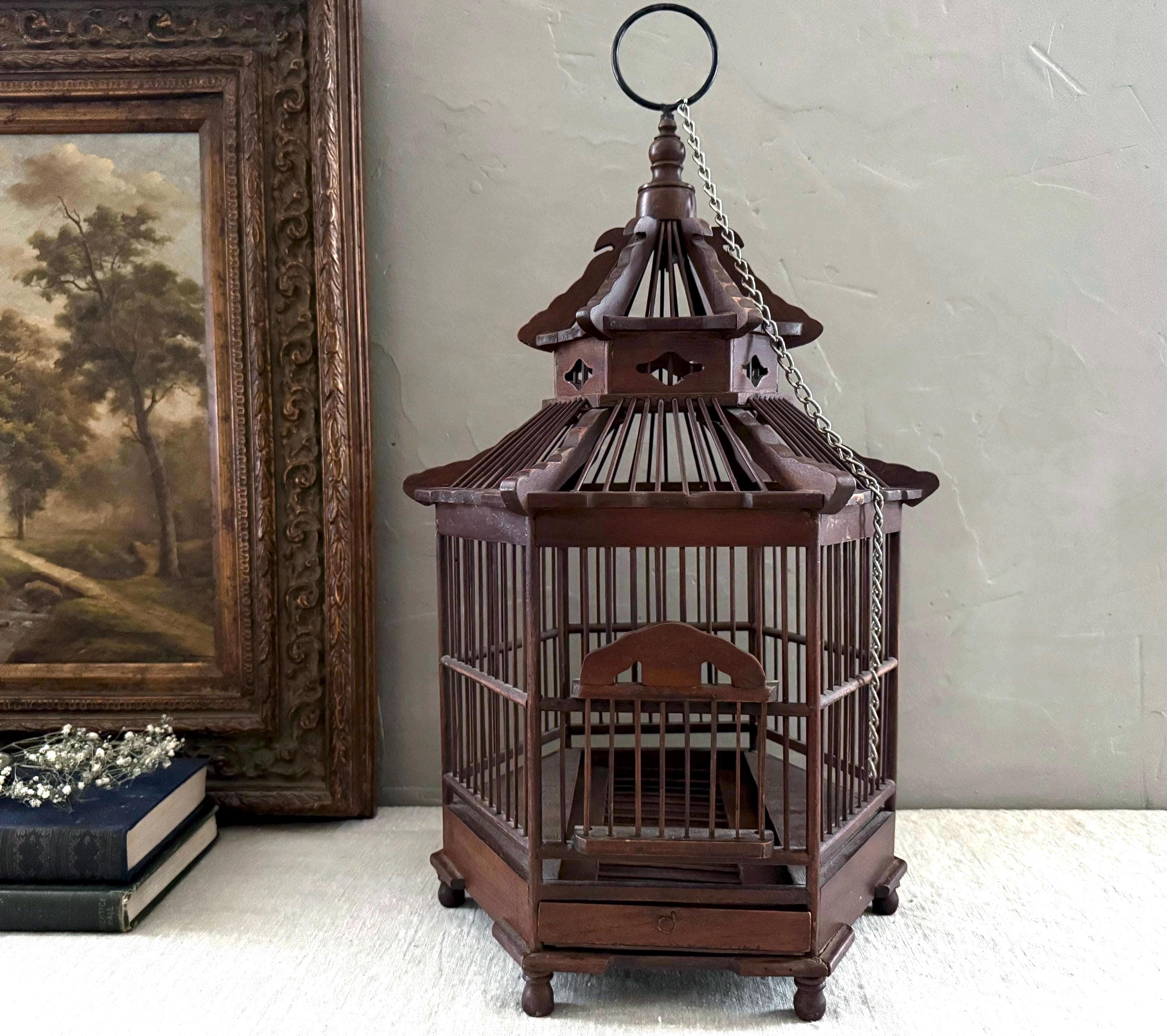 超爆安 Vintage Wooden Etsy - Cage Bird Pagoda Asian 木工、竹工芸