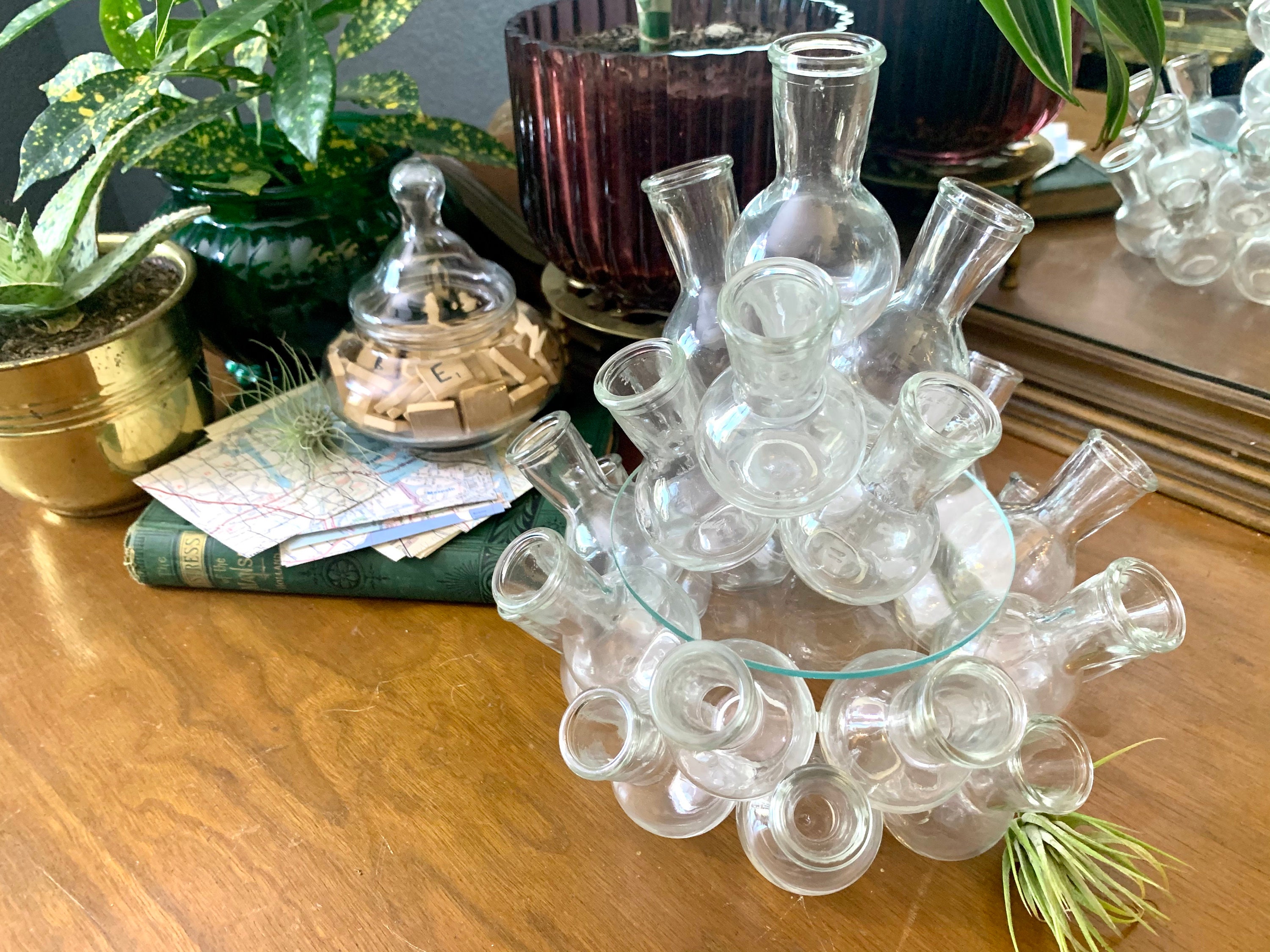 Vintage Glass Propagation Station 3 Piece Cluster Vase Etsy